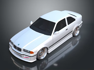 White BMW Two Door Coupe With Sporty Wheels And Sleek Body Design 3d model