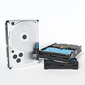 Disassembled Computer Hard Disk Drive With Internal Platters And Read Write Heads 3d model
