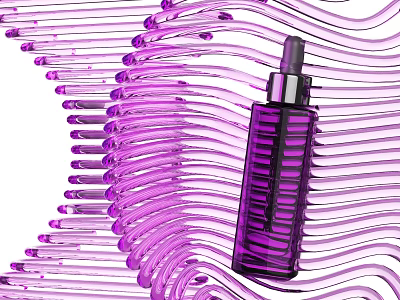 Elegant Purple Skincare Serum Bottle With Wave Lines Modern Design 3d model