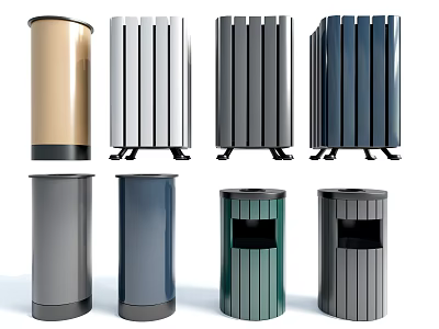 Public Facility Trash Bins With Various Colors And Different Modern Styles 3d model