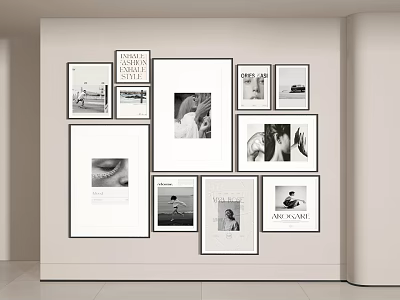 Modern Interior Photo Wall Design With Various Framed Photos And Artistic Arrangement 3d model