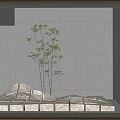 Garden Decor With Gray Concrete Walls Stone Slab Area Small Trees And Wooden Flooring