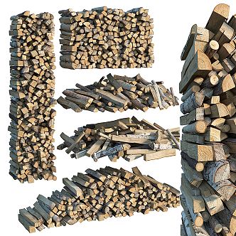 Modern Wood Pile 3d model