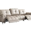 Modern Beige Leather Sectional Sofa With Reclining Seats And Comfortable Design