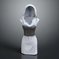 Stylish White Hooded Sleeveless Dress Featuring Dark Corset Design Apparel