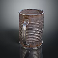 Vintage Rusty Metal Wine Glass With Striped Design Handle On Black Reflective Background