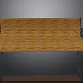 Wooden Bench with Orange Wood Grain Surface and Metal Armrests Legs Design