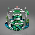 Heineken Craft Beer Experience Booth With Green And Silver Structure And Plants 3d model