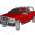 Red Single Cab Pickup Truck With Roof Rack And Large Off Road Tires