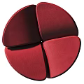 Red Petal Shaped Stool With LV Brand Leather Design And Modern Style