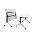Modern Office Desk With Foldable Panel White Tabletop And Rolling Wheels 3d model