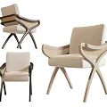 Modern Dining Chairs With Wicker Accents Beige Cushions And Crossed Legs Design