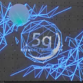 5G Network Technology Visualization With Blue Geometric Lines And Glowing Sphere