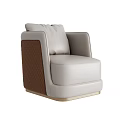 Light Beige Leather Single Seater Sofa With Dark Brown Woven Side And Rounded Armrests 3d model