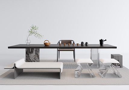 Modern Home Tea Table and Chair 3d model