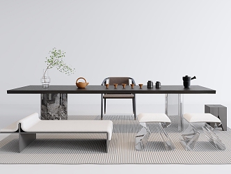 Modern Home Tea Table and Chair 3d model