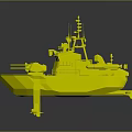 Military Patrol Boat With Radar Antenna Missile System Gray Red Hull On Display Stand
