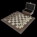 Chessboard with Wooden Case and Arranged Chess Pieces for Board Game Entertainment