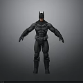 Man Dressed As Batman In Detailed Black Costume With Muscular Build And Bat Helmet