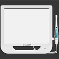 WANDENT White Digital Computer Display with Flat Screen and Handheld Tool 3d model