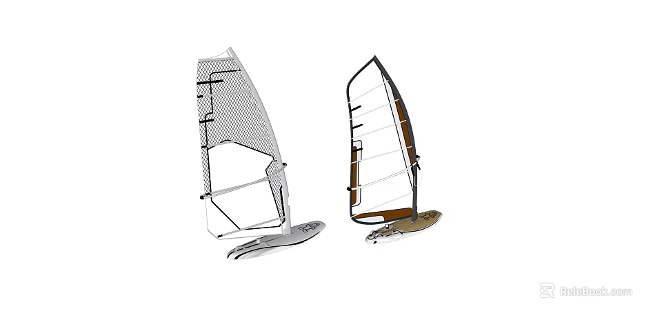 Windsurfing Sports Equipment Two Different Design Sails White Brown Colors Lightweight Durable Base 3d model 