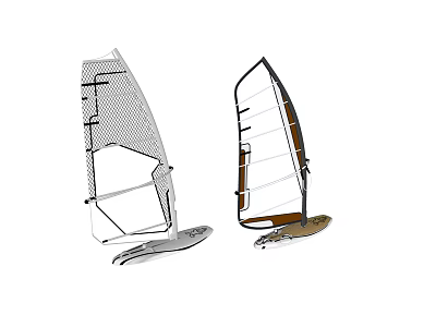 Windsurfing Sports Equipment Two Different Design Sails White Brown Colors Lightweight Durable Base 3d model