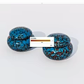Two Blue Green Ceramic Jars With Crackle Texture And Lids On White Background