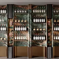 Elegant Decorative Screen With Wine Storage Shelves And Bottles