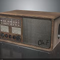 Vintage Electronic Radio With Wooden Case Knobs And Retro Dial Design