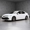 White Sedan Side View In Spacious Gray Background With Black Wheels And Sleek Body Lines