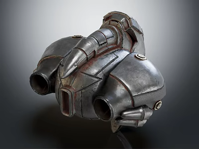 Futuristic Metallic Mechanical Part 3D Model Featuring Industrial Design Metal Texture Pipes And Bolts 3d model