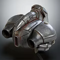 Futuristic Metallic Mechanical Part 3D Model Featuring Industrial Design Metal Texture Pipes And Bolts
