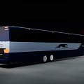 Greyhound Blue Long Distance Bus With Large Windows White Stripe And Panther Graphic