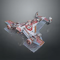 Futuristic Sci Fi Starship Model With Red White Accents And Mechanical Details