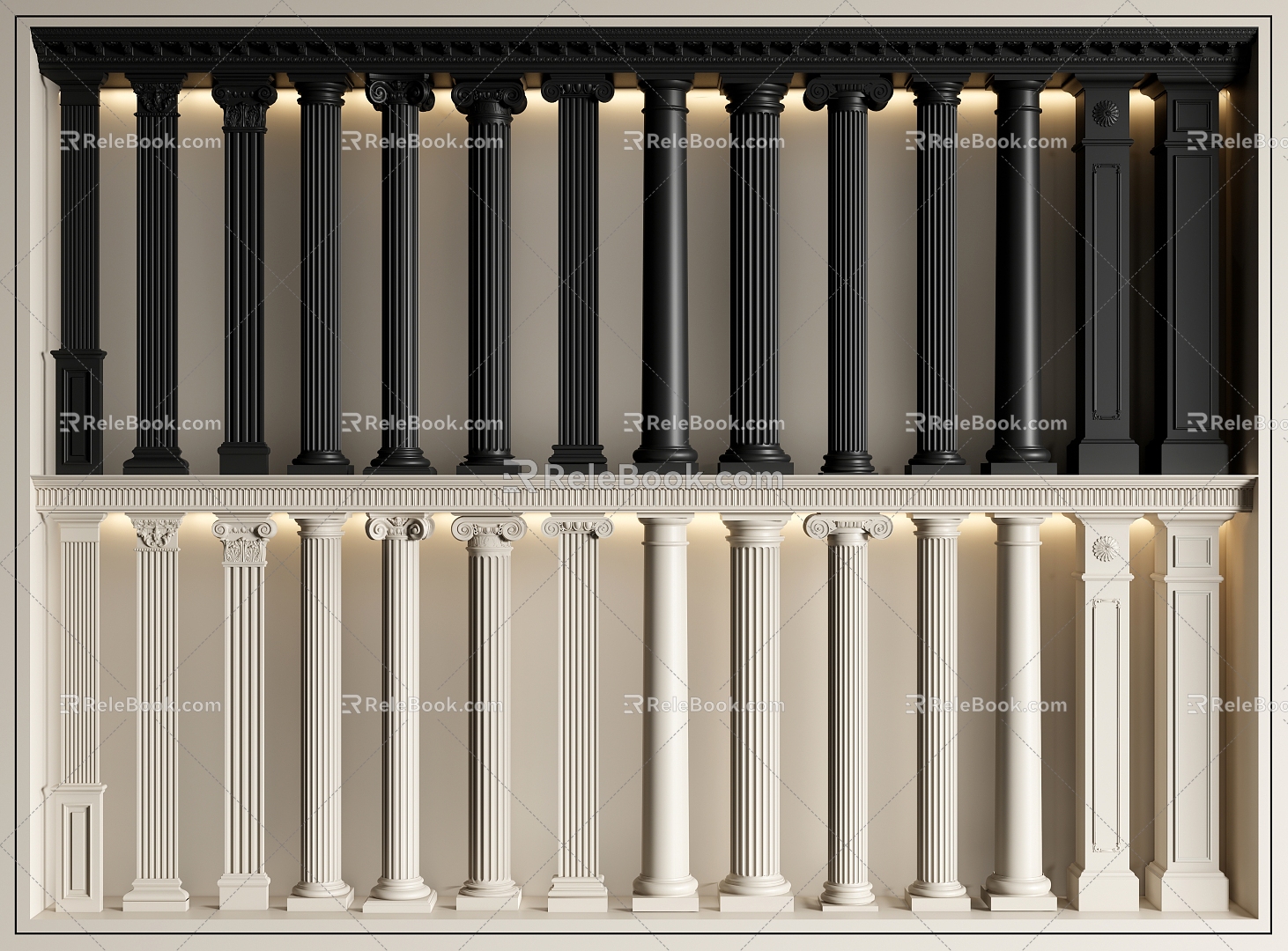 European-style Columns Roman Columns Carved Columns Gypsum Columns Gypsum Line 3d model