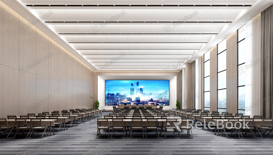 Multi-function hall, report hall, large conference room, training center, large hotel conference room model