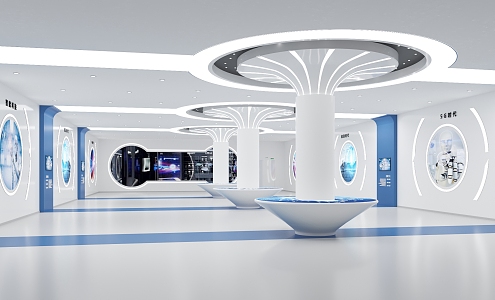 Technology Exhibition Hall Technology Exhibition Hall Front Desk Special-shaped Ceiling Technology Booth Product Display Hall 3d model