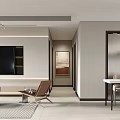 Modern Living Dining Room Interior With Sofa TV Unit And Dining Table Chairs 3d model