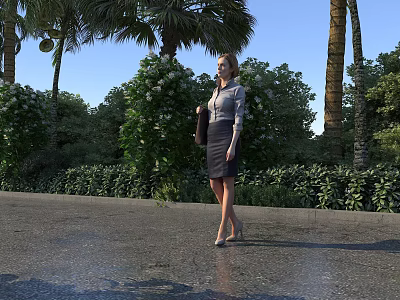 Urban Road Infrastructure With Smooth Pavement Green Landscaping And Pedestrian Path 3d model