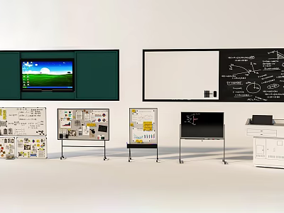 Public Facility Display Equipment Featuring Electronic Screens Whiteboards And Information Stands 3d model