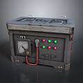 Vintage Computer Control Panel In Industrial Metal Case With Gauge And Indicator Lights