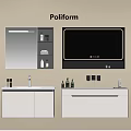 Poliform Modern Bathroom Vanity With Gray Cabinets Mirror And Storage Accessories