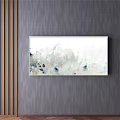 Abstract Blue White Ink Painting Wall Art Hanging on Textured Gray Wall