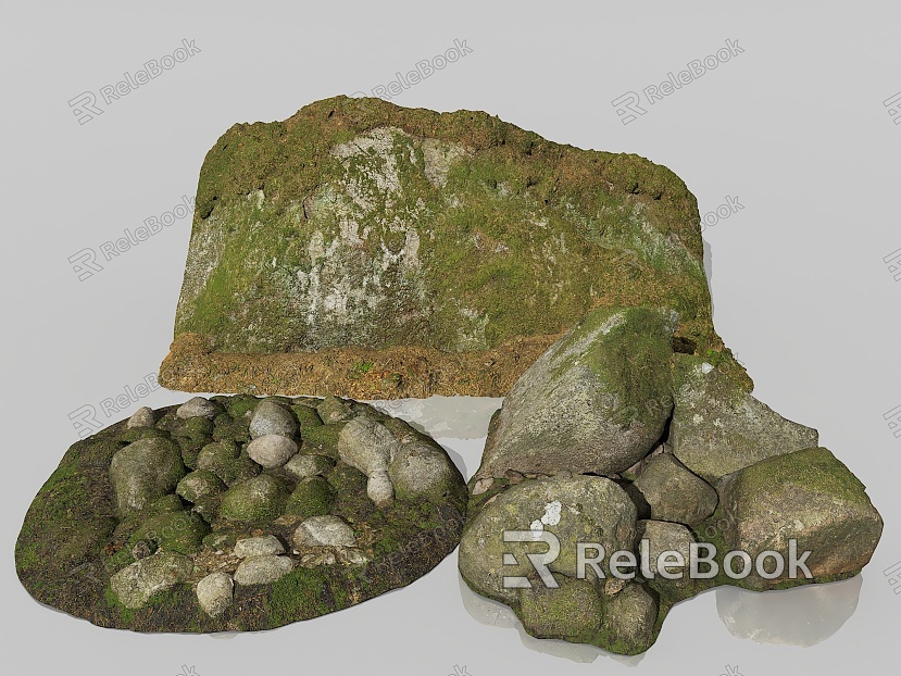 Stone Rock Cliff Stone Ground Moss Stone Gobi Desert Pavement Stone Pile Sand Stone Shaped Stone model