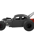 Black Modified Beetle Style Off Road Car With Large Tires Roof Ladder And Exposed Engine