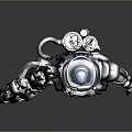 Futuristic Biomechanical Character In Heavy Mechanical Armor With Transparent Helmet And Arm Device