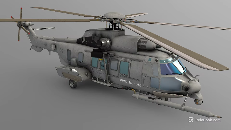 U.S. Navy Military Helicopter With Gray Body And Rotor System Design 3d model 