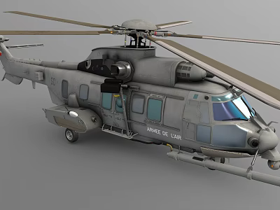 U.S. Navy Military Helicopter With Gray Body And Rotor System Design 3d model