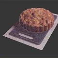 Golden Crusted Round Homemade Pie On Black Cutting Board With Baked Texture