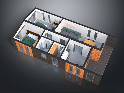 Pet Friendly Home Interior With Cozy Rooms For Dogs And Cats 3d model